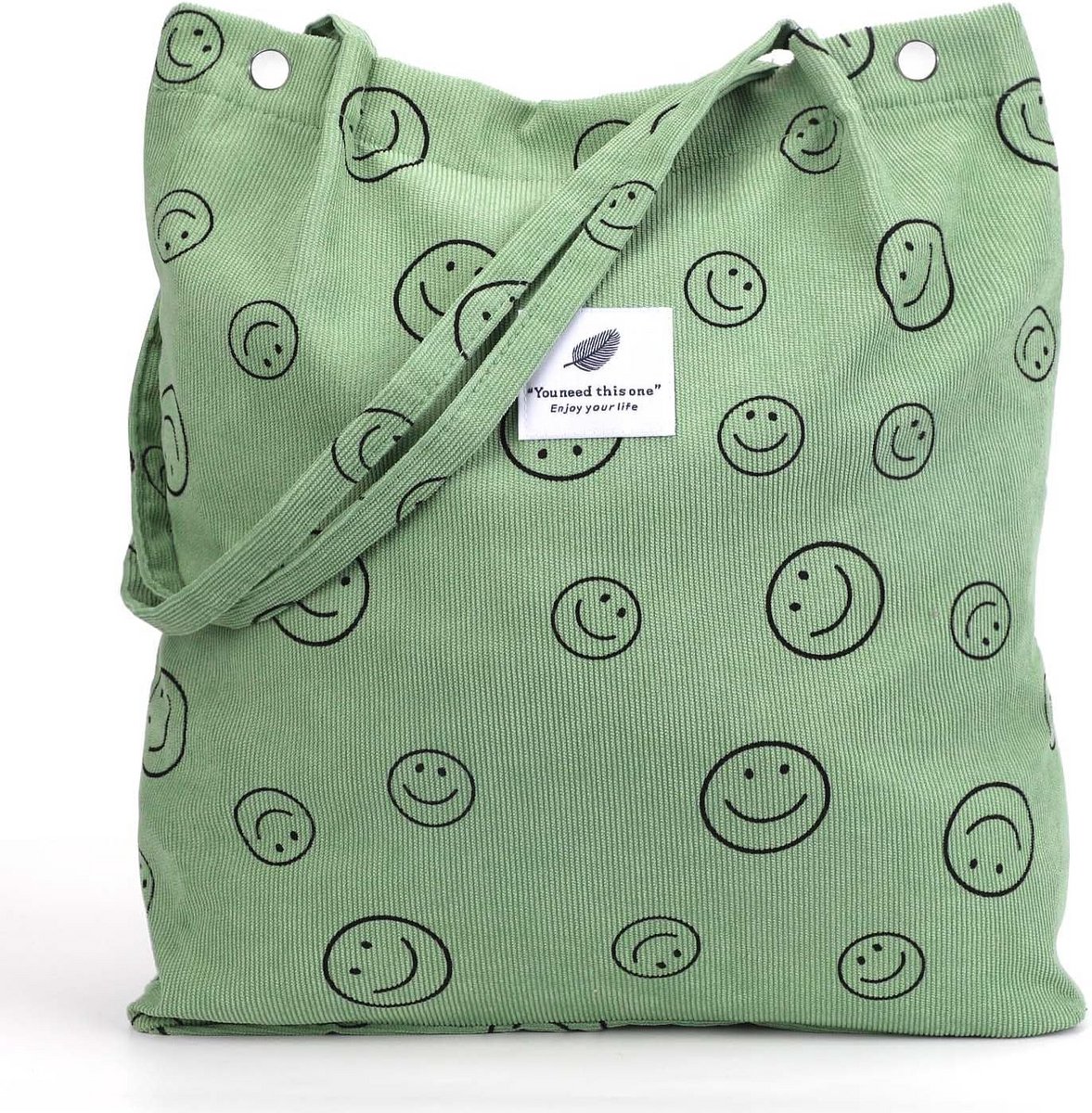 Grote Corduroy Tas Dames Schoudertas voor Werk School Winkelen en Reizen