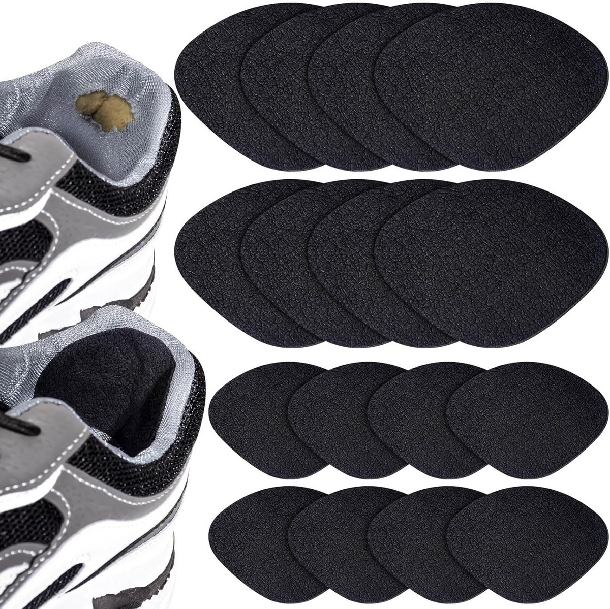 16x Zelfklevende Schoenpatches voor Reparatie van Gaten in Gymschoenen en Leren Schoenen (Zwart)