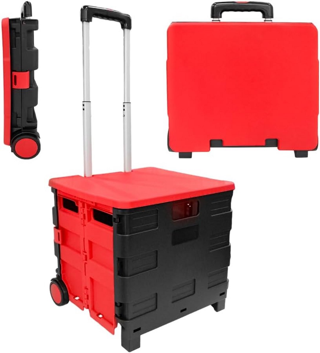 Opvouwbare Boodschappentrolley 40 kg - Grote Winkelwagen met Wielen en Deksel