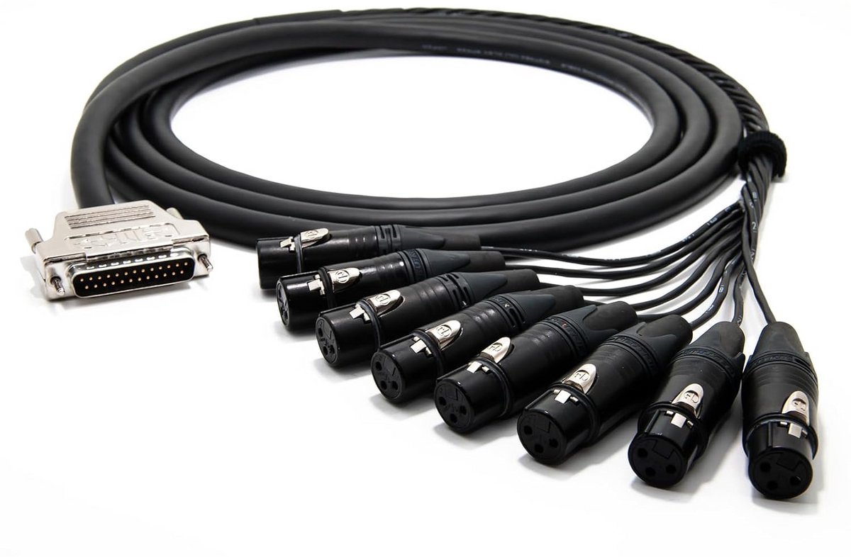 Multicore Analoge Audiokabel Breakout D-Sub 25 naar 8x XLR Vrouwelijk