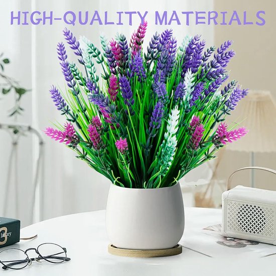 Candala bundels kunstbloemen als echte lavendelkunstbloemen, kunstbloemen voor buiten, balkonplanten, kunstlavendel, decoratie, binnen en buiten, boeket kunstmatig voor huis, tuin, kantoor, potten