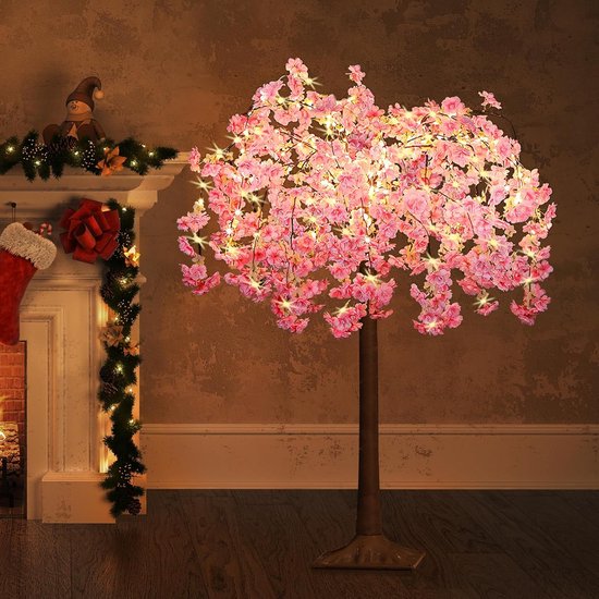 vidaXL Kunstkerstboom Roze - 150 cm - LED-verlichting - USB