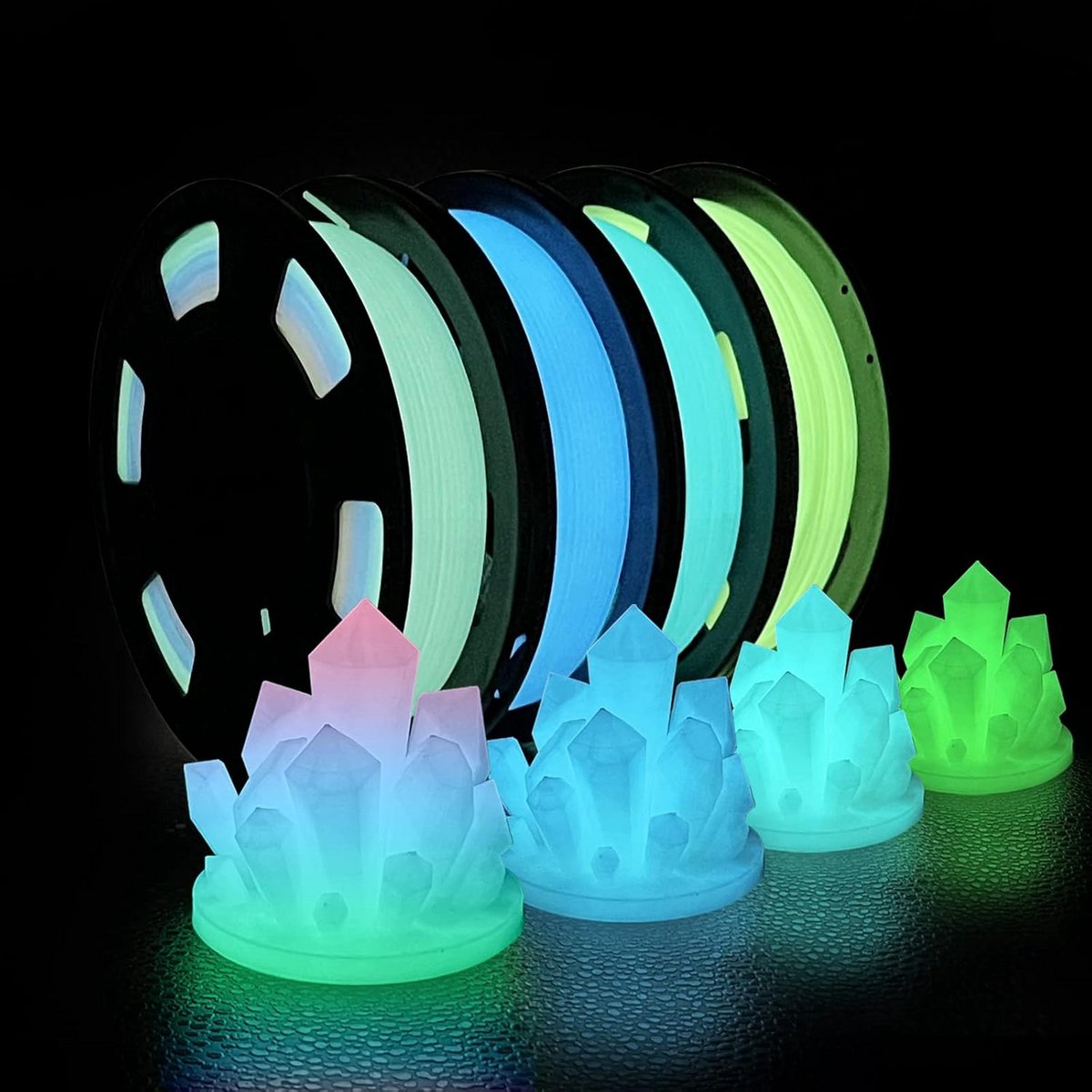 3D Printer Filament Bundel Glow in the Dark PLA 1.75mm, Diverse Kleuren