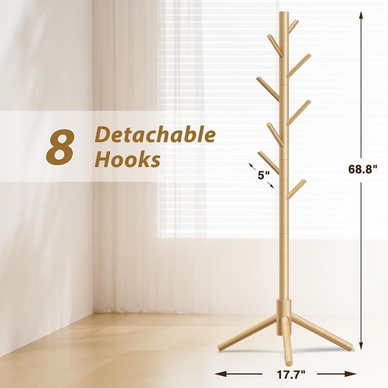 Staande kapstok Hannover - rubberwood - Modern
