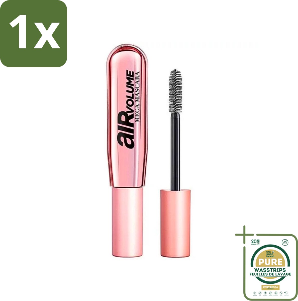 1 x L'Oréal Paris - Mascara - Air Mega Volume - Zwart - 8,7 ml- Mascara Volume - Mega Volume - Luchtige Mascara - Wimpers Volume - Contactlens Geschikt