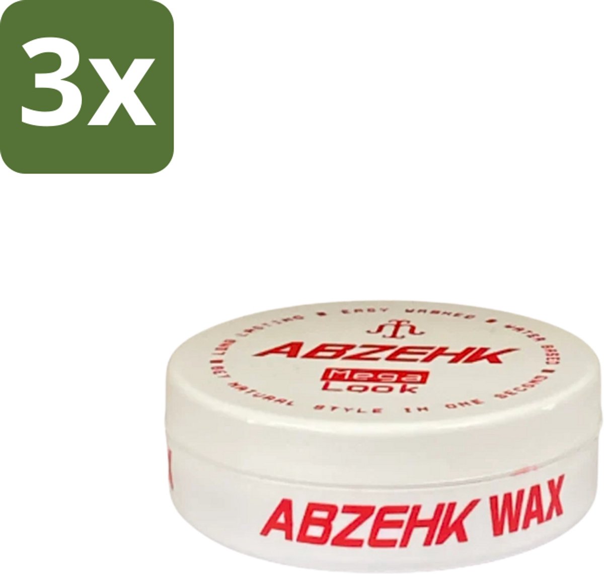 Abzehk - Hair Wax - Red Mega Look - Glanzende Styling & Krachtige Hold - 150ml - Bulkverpakking - 3 stuks