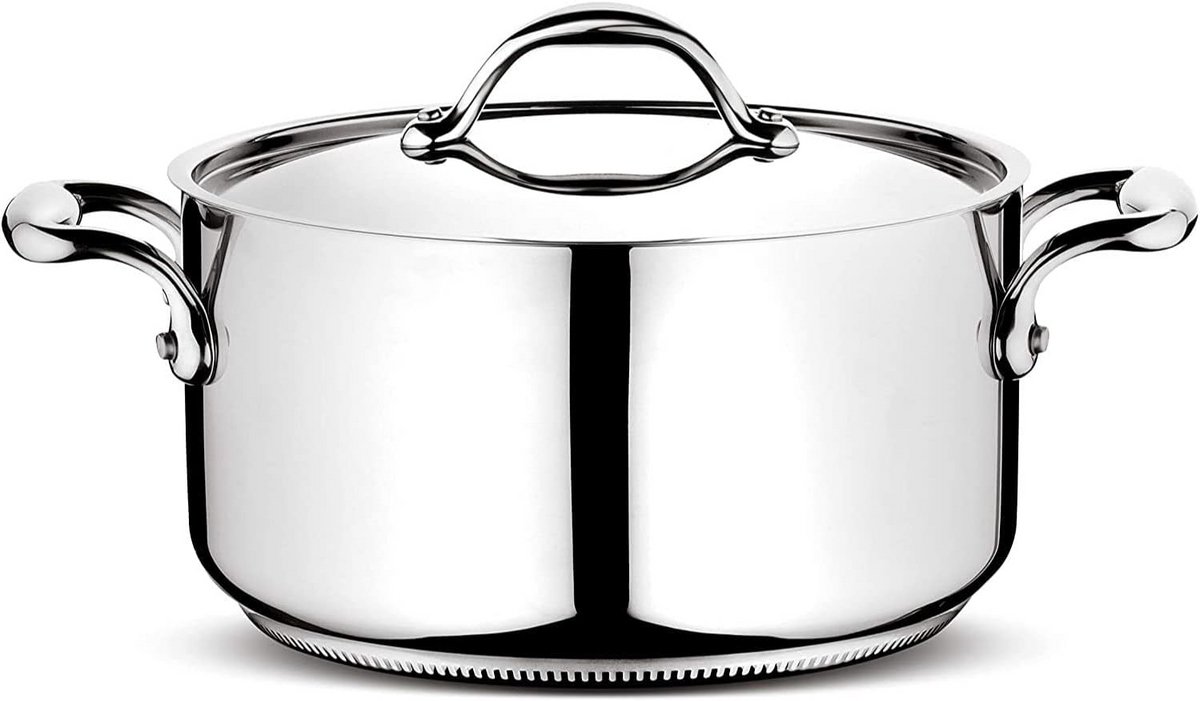 RVS Kookpan met Deksel 18 cm 5-Laags Bodem Inductie Geschikt