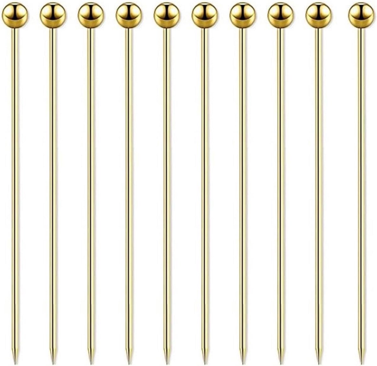 15x Metalen Cocktailprikkers RVS met Bal-detail voor Garnituren