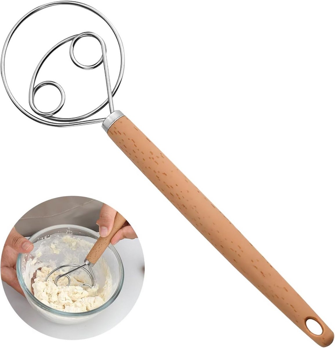 Grote Deense Deegklopper - Roestvrijstalen Garde voor Brood, Pizza en Gebak - 25,4 cm