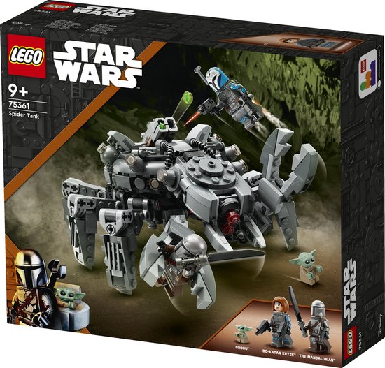LEGO Star Wars doos met Spider Tank, The Mandalorian, Grogu en Bo-Katan Kryze.