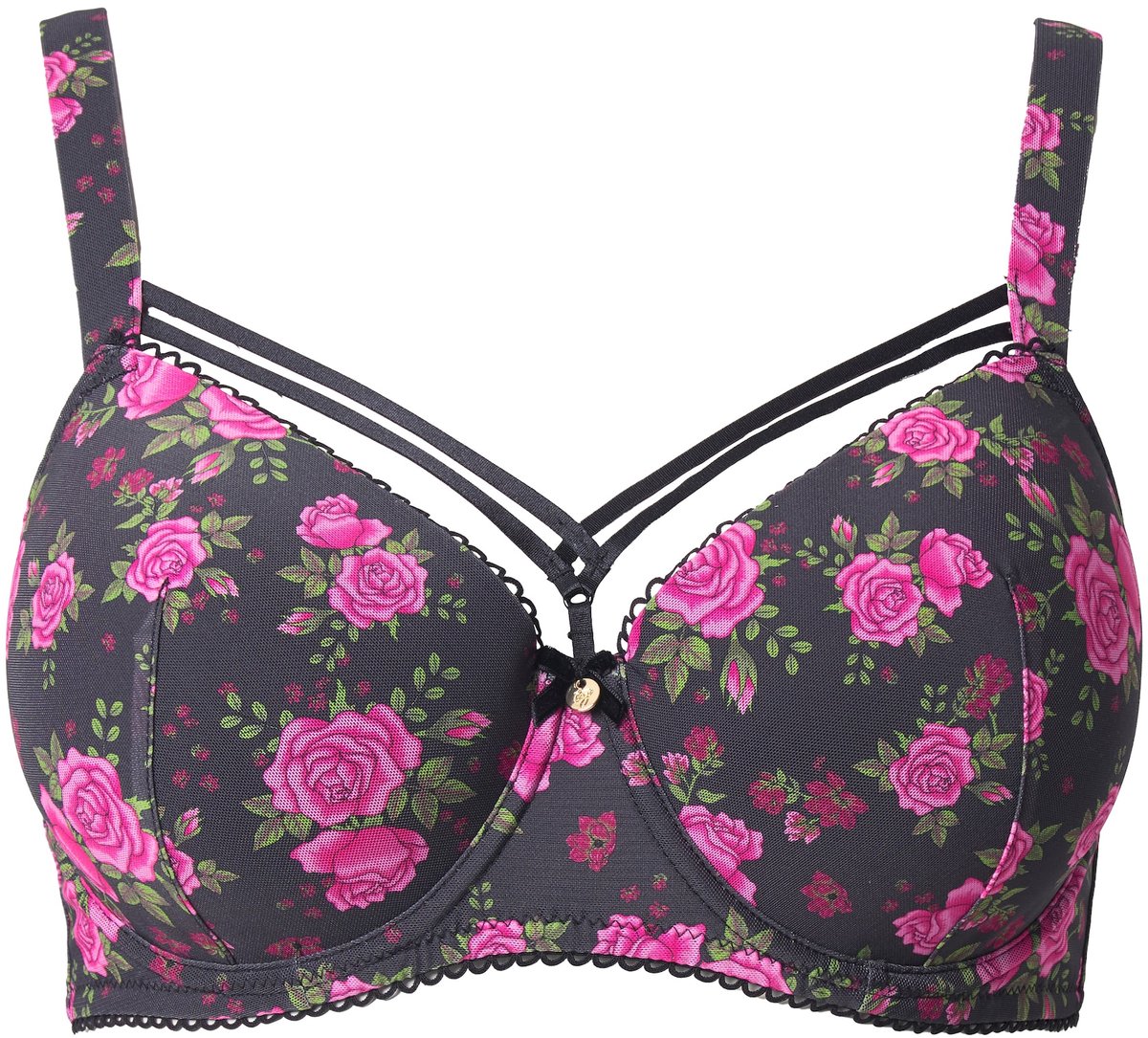 TruYou - Dames - TruYou beugelbeha zachte cups rozen sierlinten - Zwart - Maat 110F