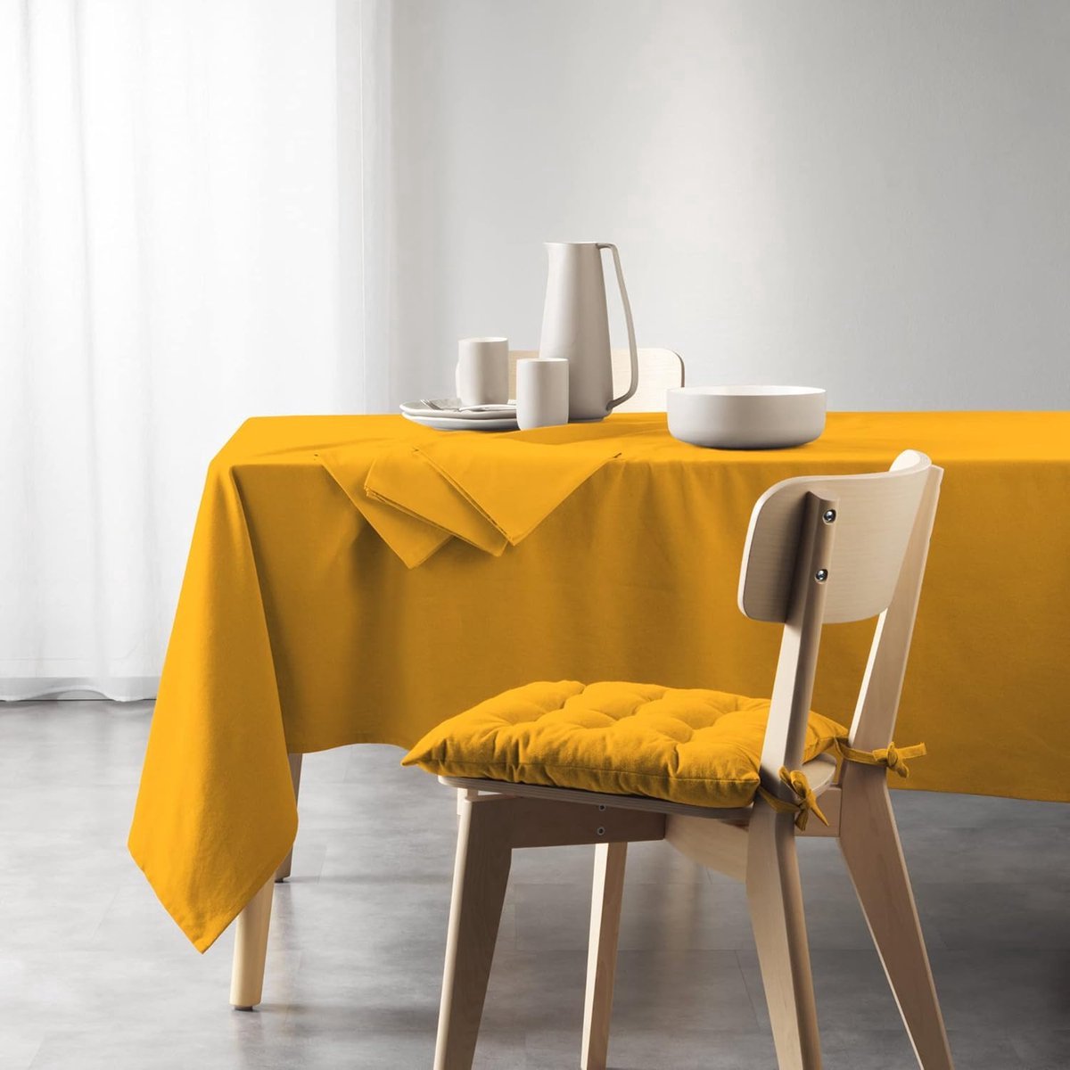 Stunq® Stijlvolle Mosterdgele Rechthoekige Tafelkleed van Katoenmix 140 x 240 cm voor Elke Eettafel