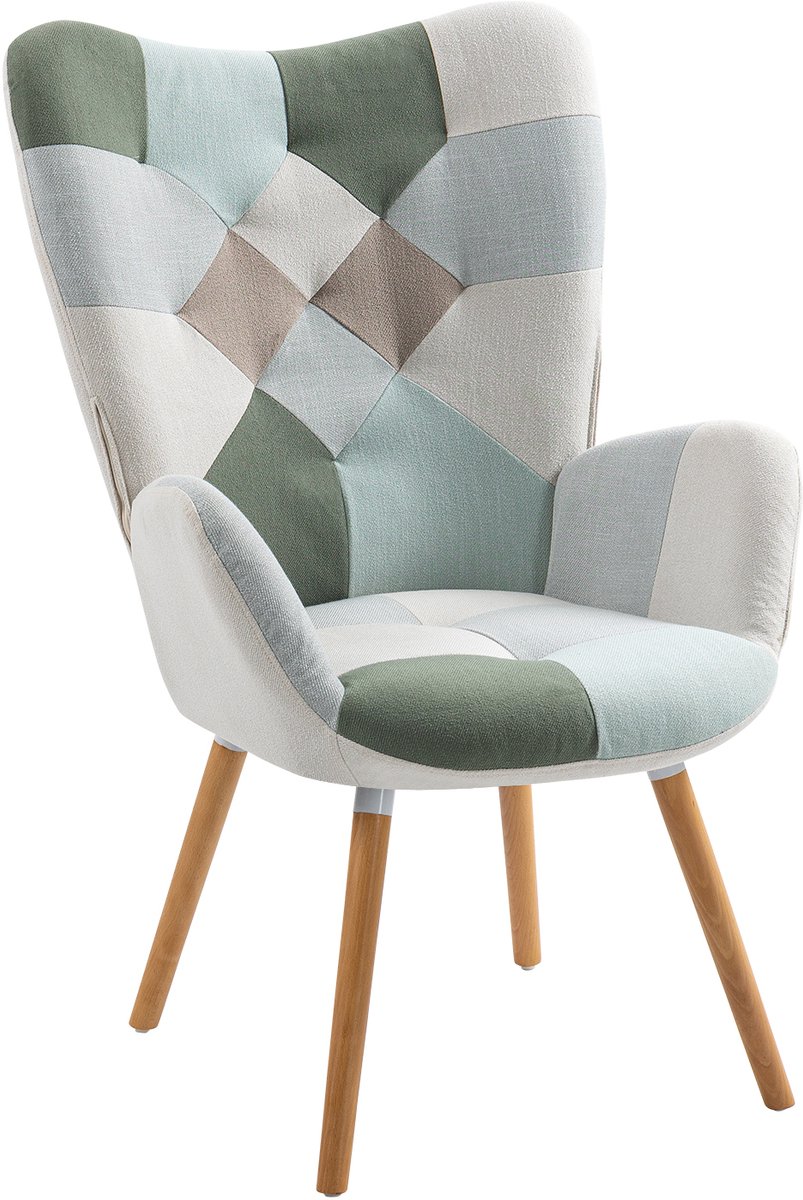 MEUBLES COSY FUNKEL - Scandinavische fauteuil - Aqua patchwork