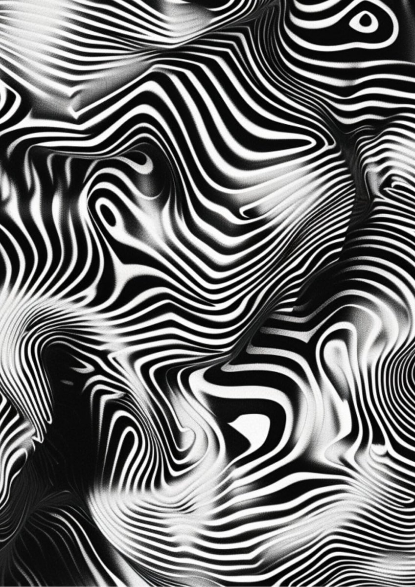 Unyqoos Abstracte zwart-wit poster met dynamisch golvend ontwerp voor elk interieur zwart wit