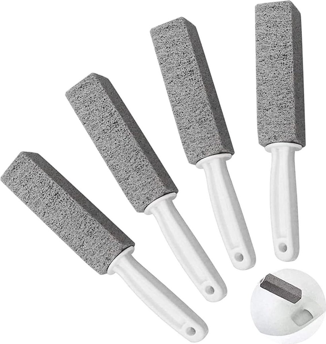 Vierdelige puimsteenreinigingsborstelset, puimsteenreinigingsborstel met handvat.