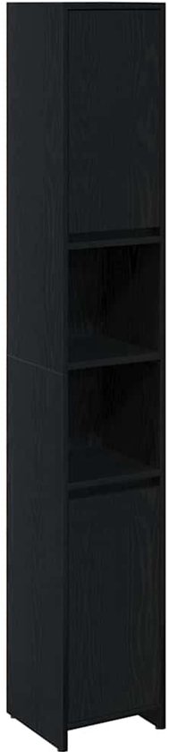 vidaXL Badkamerkast Zwart Eiken 30 x 30 x 183.5 cm Bewerkt hout