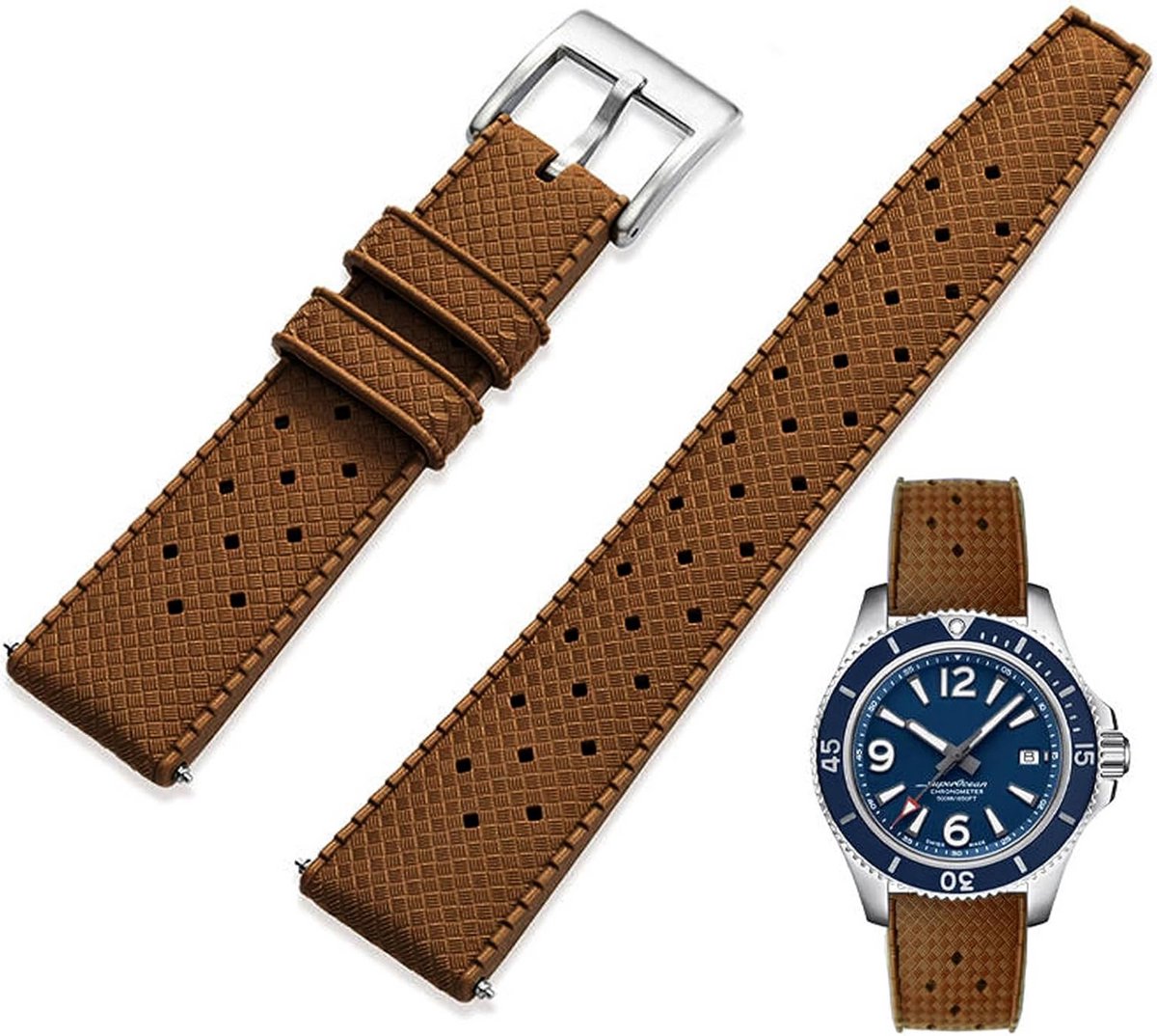 Tropische FKM Rubber Horlogeband 18mm 20mm 22mm Quick Release Zacht Duurzaam Universeel