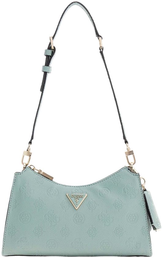 GUESS Cresidia Borsa A Tracolla Top Zip - Celeste (Powder Blue) - 25,5x14x8 Cm, In Poliuretano, Con Maniglia Regolabile E Fondina Rigida