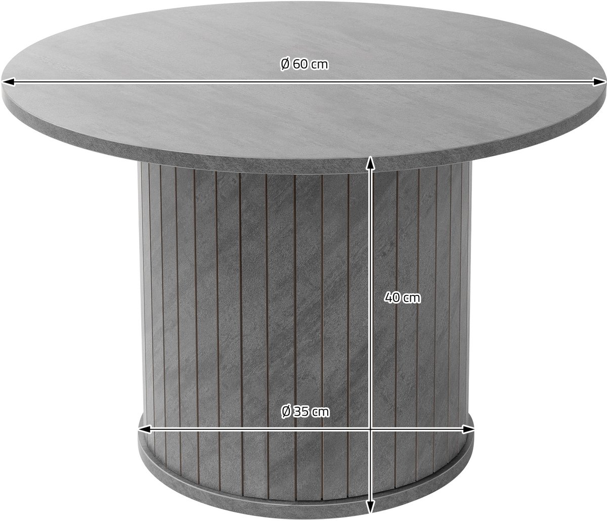 ml-design salontafel rond betonlook grijs Ø60x40 cm woonkamer bijzettafel modern klassiek design houten koffietafel compact rond tafeltje voor thee koffie snacks stijlvolle woondecoratie decoratieve grijze tafel industrieel woonkamermeubel