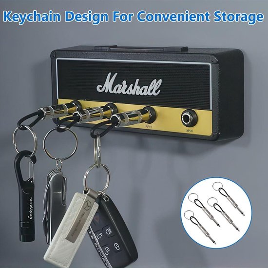 acdokuk 4 stuks Marshall sleutelhouder, wandmontage gitaarversterker sleutelhouder, inclusief 4 gitaarplug sleutelhangers, snelle en eenvoudige installatie acdokuk 4 stuks Marshall sleutelhouder, wandmontage gitaarversterker sleutelhouder, inclusief 4 gitaarplug sleutelhangers, snelle en eenvoudige installatie