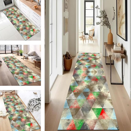 Loper vloerkleed lang tapijt voor hal-modern grijs/wit vloerkleed voor hal keuken trappen gang ingang, 1m/2m/3m/4m/5m/6m antislip wasbare doorgang smal vloerkleed (Size : 80x200cm
