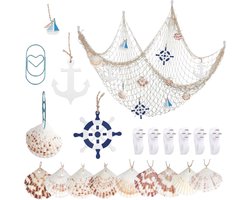 Ronte - Visnet voor Maritieme Decoratie en Wanddecoratie - 1 meter bij 2 meter - Decoratief Element voor Thuis, Restaurant of Feestlocatie.