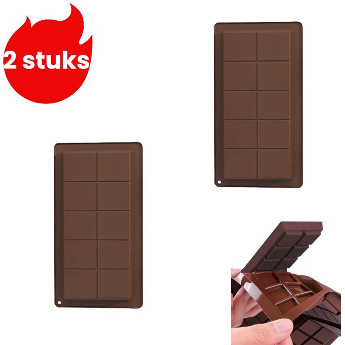 2-delige chocoladevorm - Rechthoekig bakgereedschap - Chocoladekleur