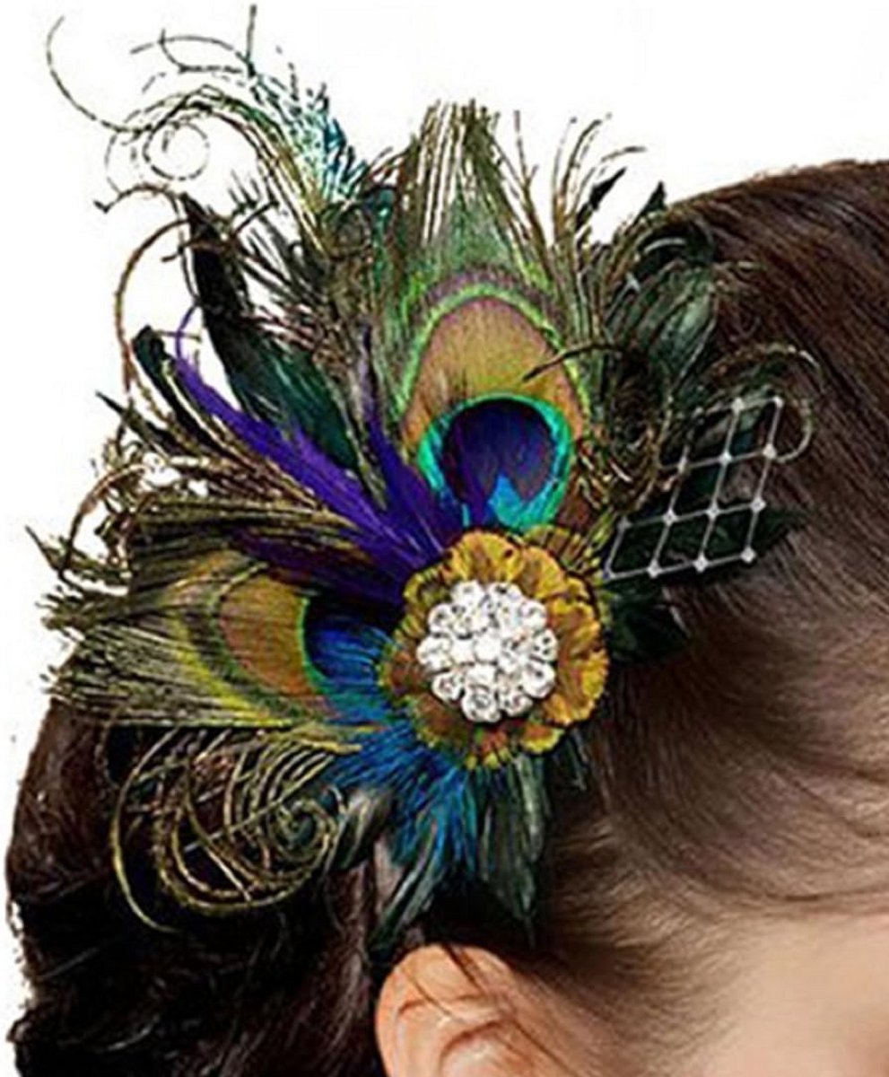 Bohemian Stijl Haarclip met Elegante Pauwenveer Accessoire voor Dames