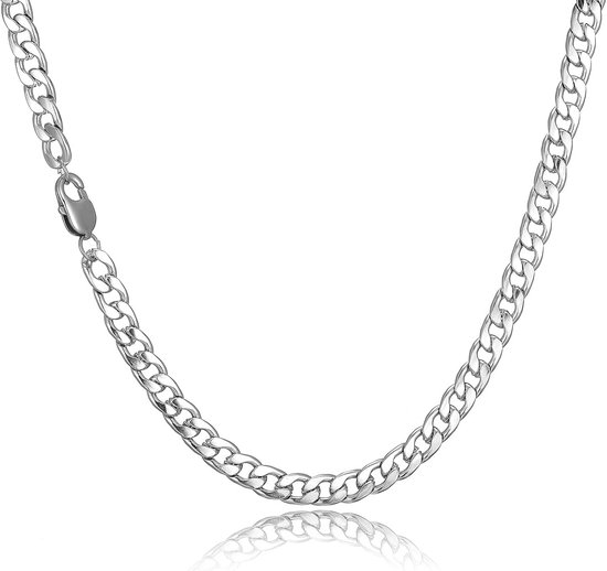 Zilveren ketting-Store pantserketting, armband voor heren, zilver, 10 mm, pantserarmband voor heren, zilver 925 nikkelvrij, 2,4 mm dik, met karabijnhaak, 21 cm, Metaal, geen steen