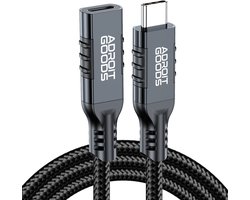 AdroitGoods USB-C 3.2 Extensie­kabel 1m - 20Gbps – 8K-weergave, 240W snelladen, aluminium behuizing, versterkte gevlochten kabel, compatibel met laptops, smartphones, dockingstations en monitoren