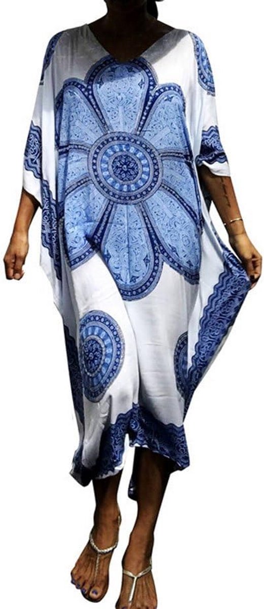 Elegante Strandjurk Dames Maxi Jurk Katoen met Etnische Print - Losse Kaftan Zomerjurk