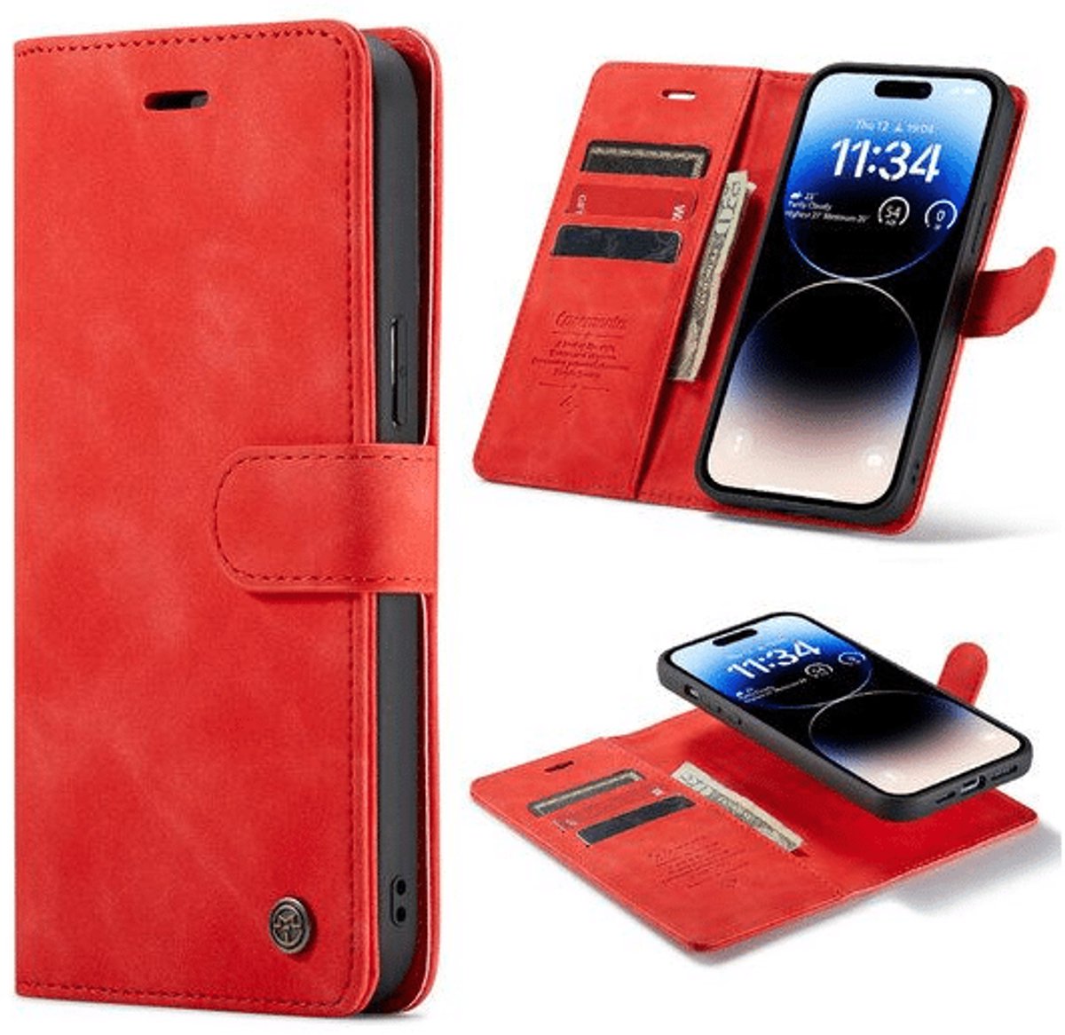Casemania - Bookcase 2-in-1 hoesje TPU – iPhone 15 Plus - Rood
