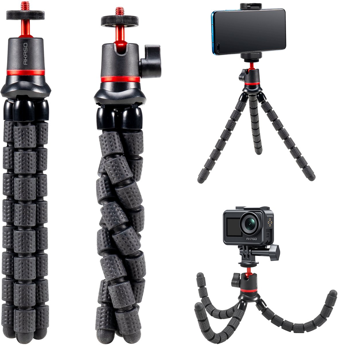 AKASO Flexibel Octopus Statief – Voor Smartphone & Action Camera – 360° Draaibaar