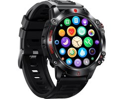 Phreeze Smartwatch Rond - Smartwatch Dames & Heren - Groot Scherm - Met Belfunctie - Hartslagmeter - Stappenteller - Geschikt voor iOS & Android - Zwart