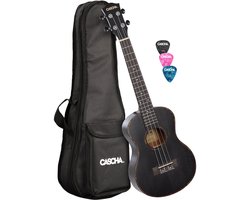Cascha HH 2305L tenor ukelele zwart met gigbag - linkshandig
