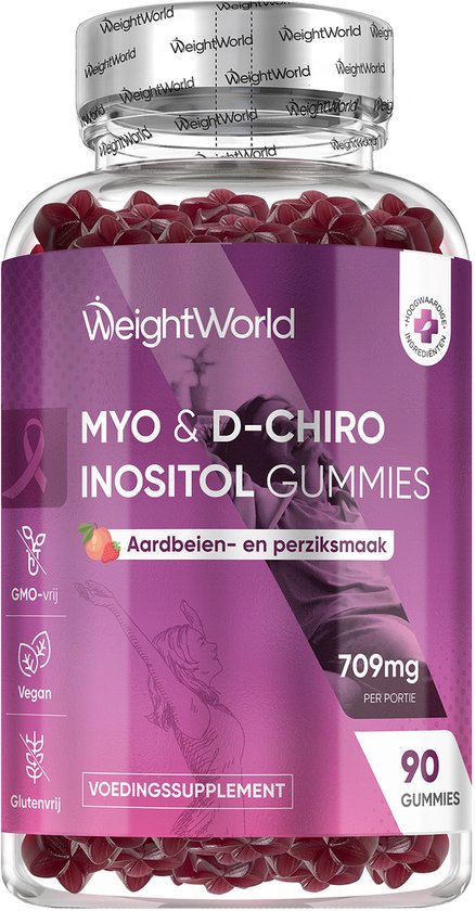 WeightWorld Myo-Inositol & D-Chiro-Inositol gummies - 709 mg - Met cranberry, chroom, foliumzuur, vitamine B6 en B12 - 90 vegan gummies voor 45 dagen voorraad
