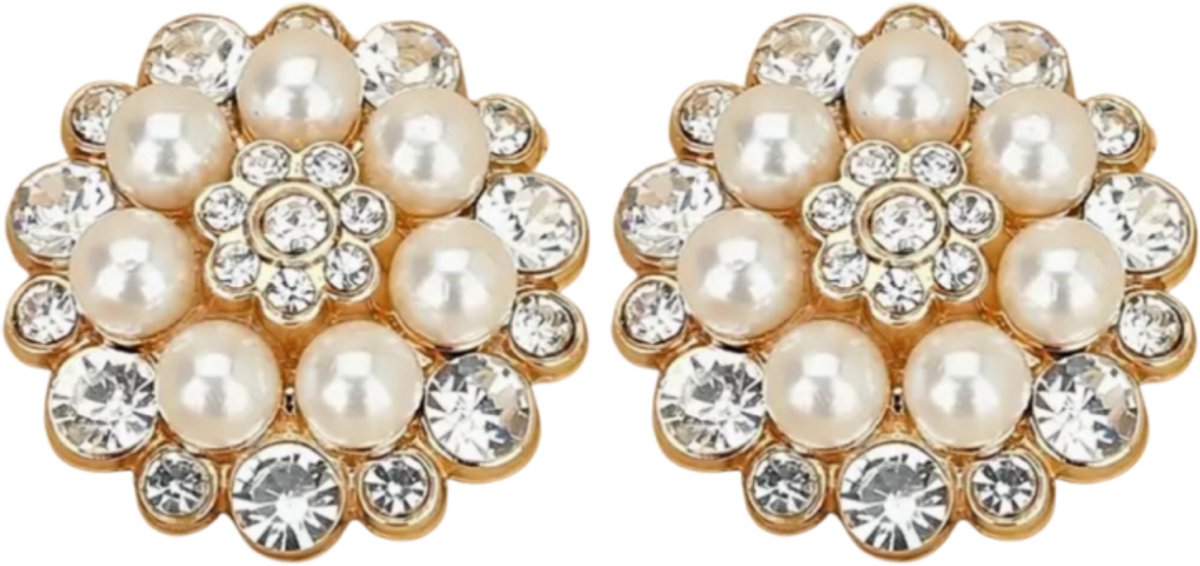 Schoenclips -parel -goudkleurig -3 cm- trouwschoen versiering- Charme Bijoux