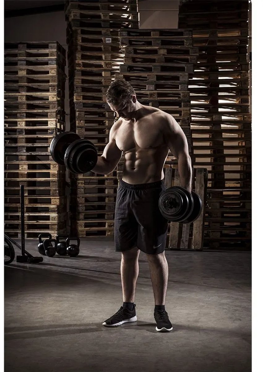 Tunturi Gewichten - Halterset - Dumbbell Set - 2 Stuks - Totaal 28kg - Zwart - Vinyl - incl. gratis fitness app – foto 4
