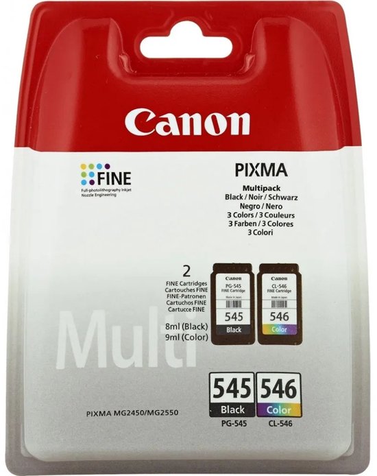 Canon PG-545XL CL-546XL MCVP zwart / meer kleuren / Wit value pack