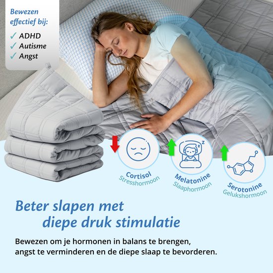 Couverture lestée Ella® 7kg - 135 x 200cm - Couverture lestée - Couverture lestée - Weighted Blanket lestée - Katoen OEKO OEKO-TEX - Gris clair