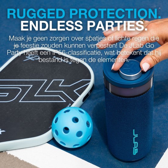 JLAB Go Party Speaker - Bluetooth Speaker - Draadloze Speaker met 16 uur Batterijduur - 10 Watt - Draagbare Speaker met Multipairing pairing - Equalizer via de App - IPX6 Waterproof - Navy van Merkloos — afbeelding 5