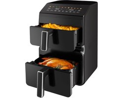 Fukstern Airfryer Pro – Dubbele Mand – 10L – 3000W – Heteluchtfriteuse met SYNC-Functie en Kijkvenster – 11 Automatische Programma’s – Zwart