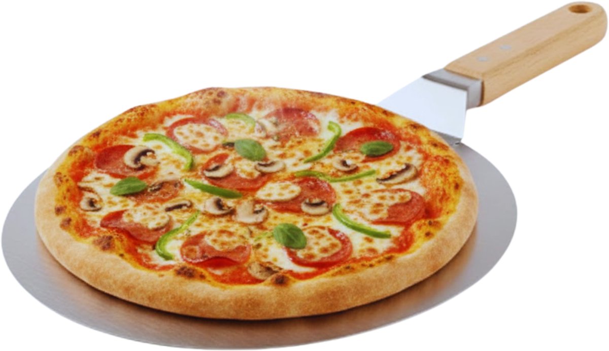 Lomera Pizzaschep Voor Bbq - Pizzaschep Voor Oven - Houten Handvat - 30 Cm Diameter - Ronde Pizzaschep - Bbq Accessoires - Keukengerei - Pizza Server - Zelfgemaakte Pizza - Oven En Bbq - Dun Ontwerp
