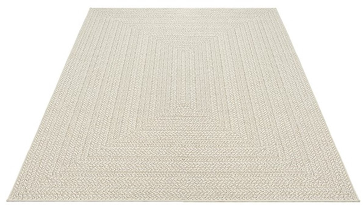 Buitentapijt met Jute Look – Rechthoekig met Vierkant Patroon – Natuurlijke Look – Weer- & UV-bestendig-80 x 150 cm