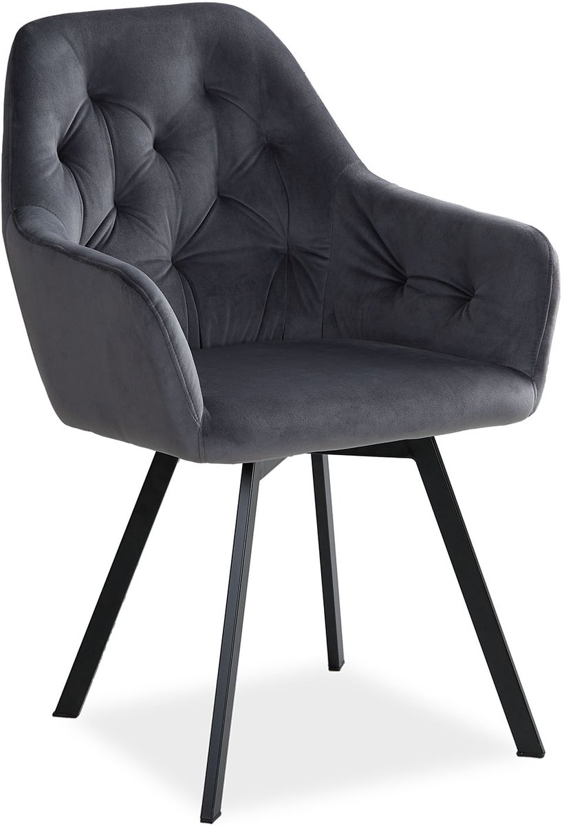 Homestyle4u Eetkamerstoelen van Fluweel - met armleuningen - draaibaar - Grijs