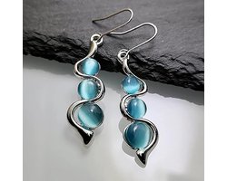 Oorbellen maansteen zilverkleur - blauw