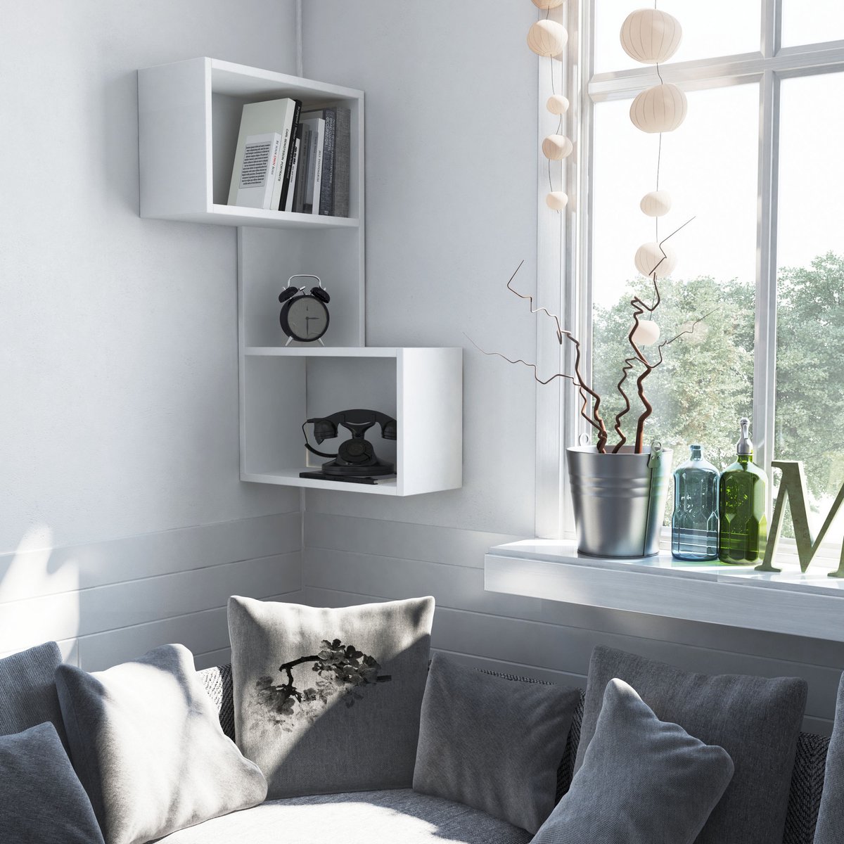 Asir - Wandplank - Wit - 47 x 20 x 85,5 cm