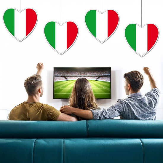 3x Décoration à suspendre coeur Italie 28 cm - Drapeau italien Décoration championnat d'Europe / Coupe du monde