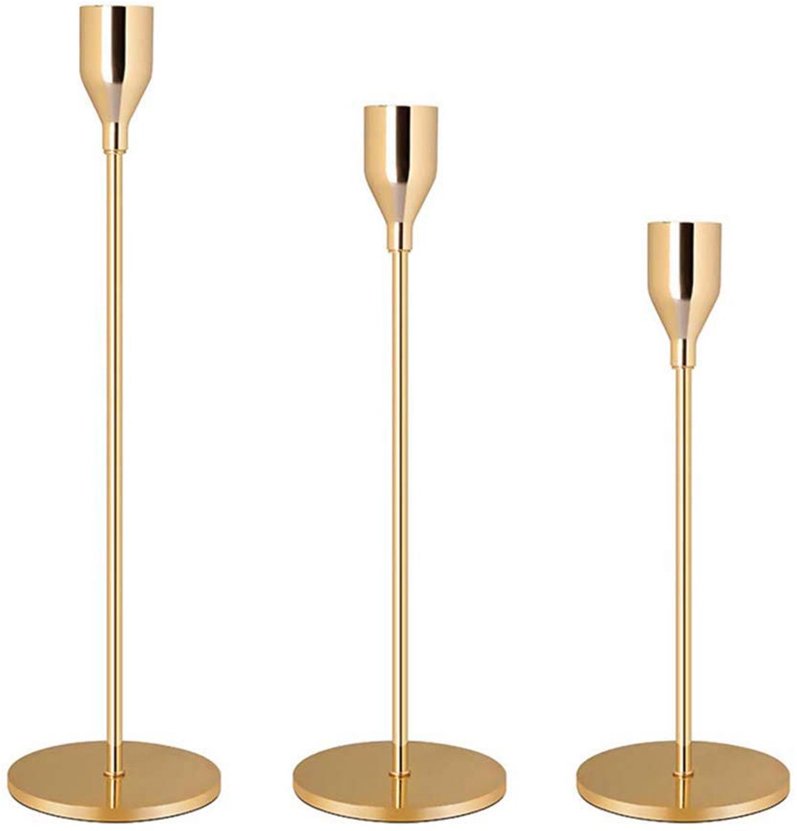 Unyqoos Stijlvolle set van drie gouden kandelaars voor sfeervolle decoratie