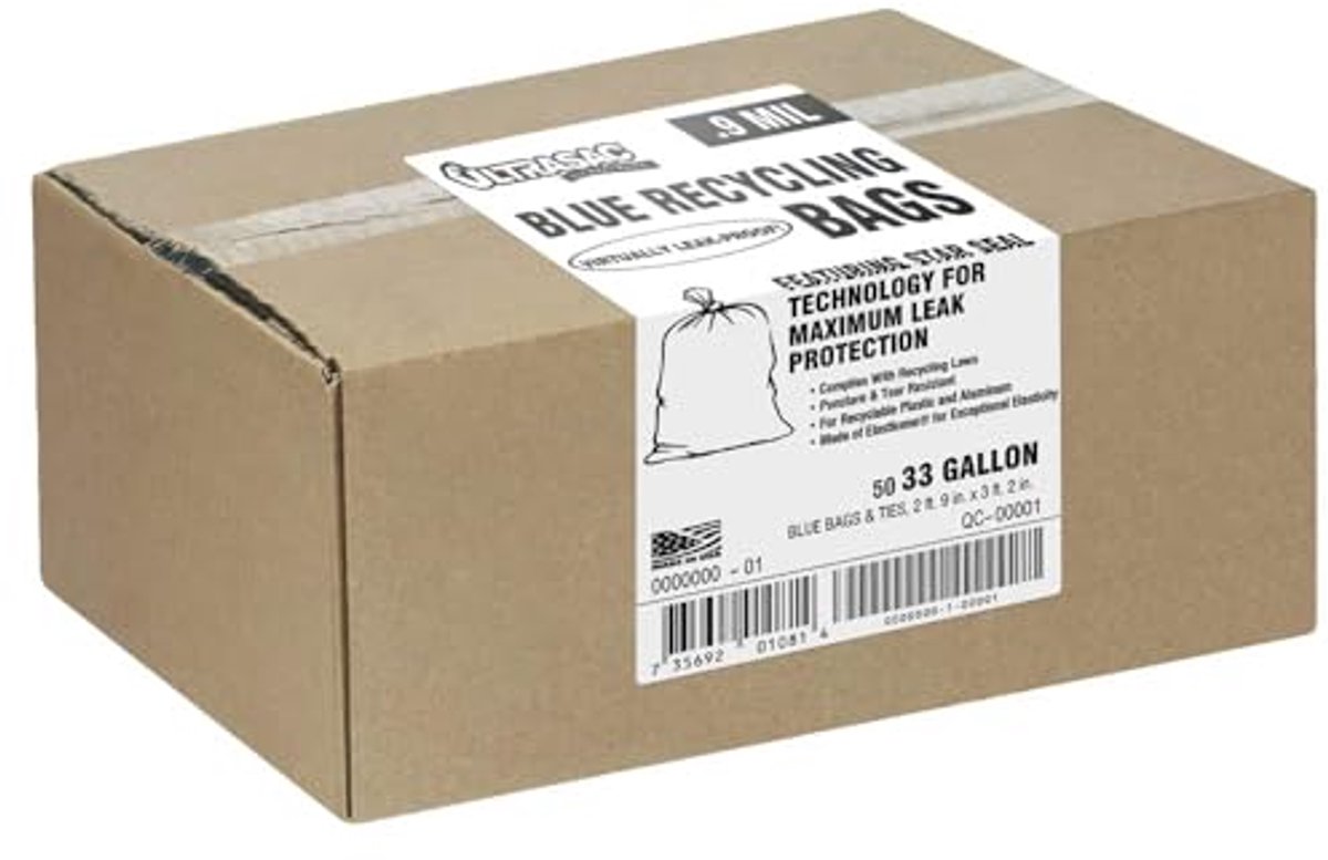 Grote duurzame recyclingzakken - 50 stuks, 97 x 83.7 cm, blauwe kleur